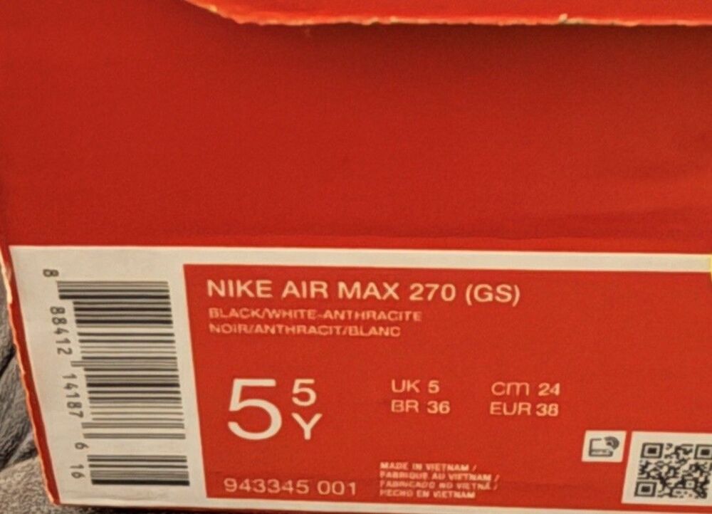 Nike Air Max 270 GS Black White - Picture 5 of 5